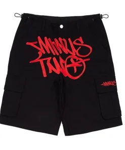 Minus Two Black Red Edition Short premium streetwear cargo shorts