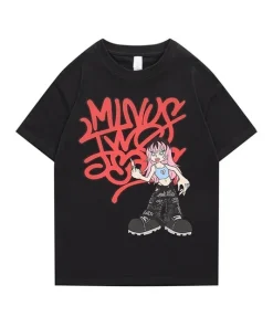 Minus Two Broken Heart Girl Black Tee