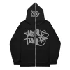Minus Two Full Zipper Grey Black Hoodie premium streetwear zip-up hoodie