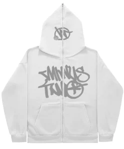 Minus Two Full Zipper Grey White Hoodie premium streetwear zip-up hoodie
