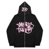 Minus Two Full Zipper Pink Black Hoodie premium streetwear zip-up hoodie
