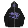 Minus Two Full Zipper Purple Black Hoodie premium streetwear zip-up hoodie