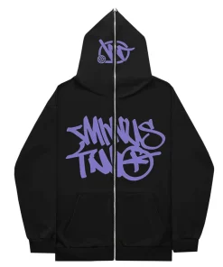 Minus Two Full Zipper Purple Black Hoodie premium streetwear zip-up hoodie