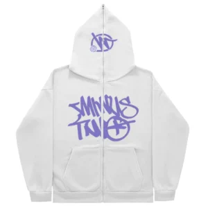 Minus Two Full Zipper Purple White Hoodie