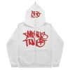 Minus Two Full Zipper Red White Hoodie premium streetwear zip-up hoodie