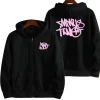 Minus Two Zip Up Pink Black Hoodie premium streetwear zip-up hoodie