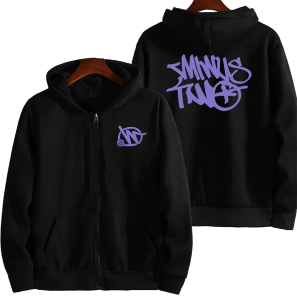 Minus Two Zip Up Purple Black Hoodie