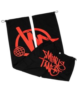 Black red logo graff cargos premium streetwear cargo pants for men and women