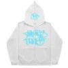 Minus Two Full Zipper Blue Hoodie White premium streetwear zip-up hoodie