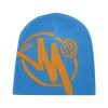 Letter M Knitted Minus Two Blue Beanie