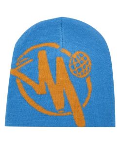Letter M Knitted Minus Two Blue Beanie