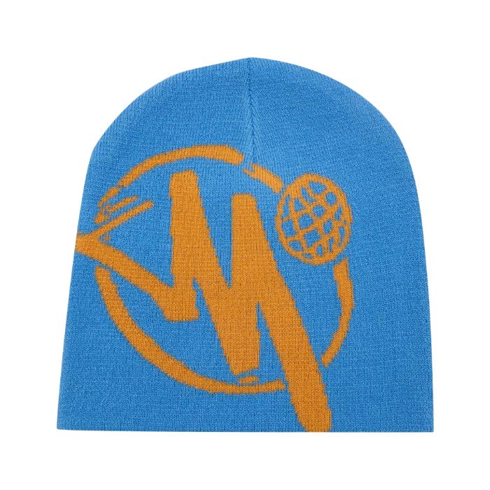 Letter M Knitted Minus Two Blue Beanie