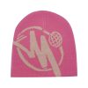 Letter M Knitted Minus Two Pink Beanie