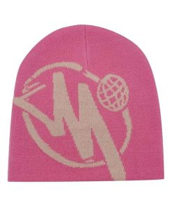 Letter M Knitted Minus Two Pink Beanie