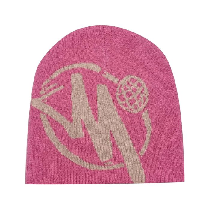 Letter M Knitted Minus Two Pink Beanie