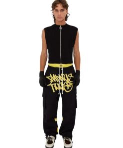Minus Two Cargos Black and Yellow premium streetwear cargo pants for men and women