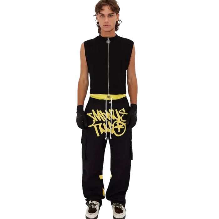 Minus Two Cargos Black and Yellow premium streetwear cargo pants for men and women