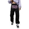 Minus Two Black Cargo Pant With Pink Logo