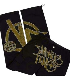 Minus Two Cargo Black Pants With Yellow Rhinestone premium streetwear cargo pants