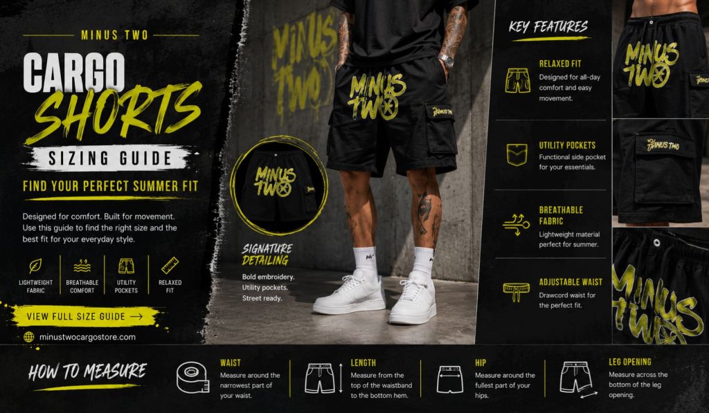 Minus Two Cargo Shorts Sizing Guide | Find Your Perfect Summer Fit
