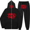 Minus Two Y2K Graffiti Full-Zip Tracksuit Set Black/Red