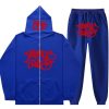 Minus Two Y2K Graffiti Full-Zip Tracksuit Set Blue/Red