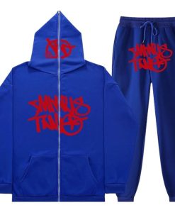 Minus Two Y2K Graffiti Full-Zip Tracksuit Set Blue/Red