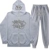 Minus Two Y2K Graffiti Full-Zip Tracksuit Set Grey