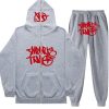 Minus Two Y2K Graffiti Full-Zip Tracksuit Set Grey/Red
