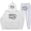 Minus Two Y2K Graffiti Full-Zip Tracksuit Set White/Grey