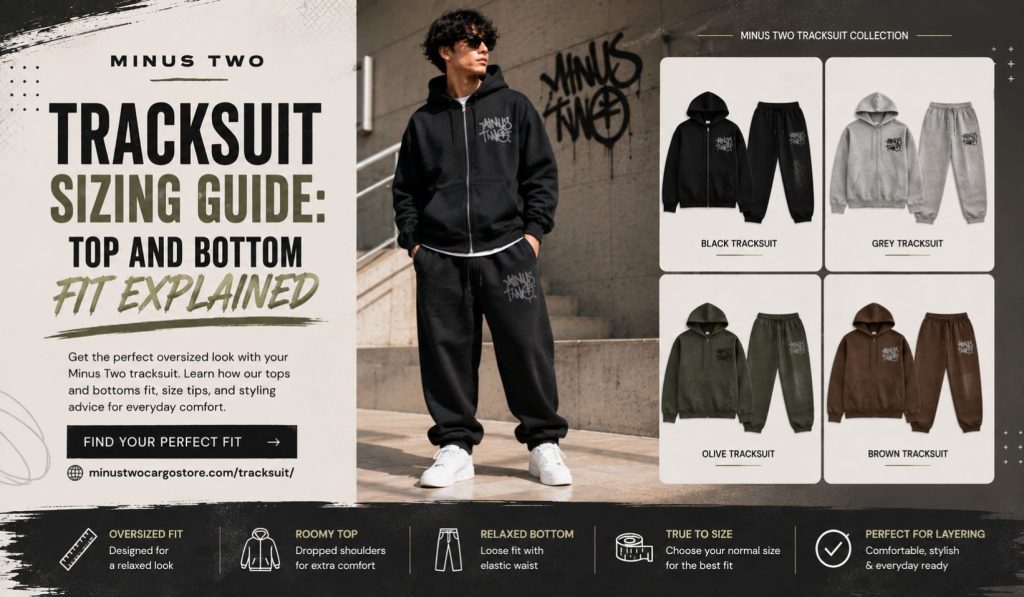 Minus Two Tracksuit Sizing Guide: Top and Bottom Fit Explained